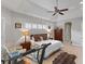 Spacious main bedroom with tray ceiling, plantation shutters, ensuite bath and workout equipment at 2046 Westover Reserve Blvd, Windermere, FL 34786