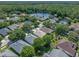 Aerial view of the neighborhood, showcasing the community's homes, trees, and surrounding lakes at 210 Coleton Lane, Deland, FL 32724