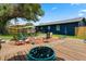 Relaxing backyard with a wood deck, fire pit, and comfortable seating for outdoor entertaining at 2904 Allison Dr, Orlando, FL 32826