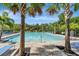 Community pool framed by tall palm trees with lounge seating for residents at 29400 Caspian St, Leesburg, FL 34748