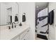 Contemporary bathroom featuring sleek fixtures, a framed mirror, and a fun Stormtrooper shower curtain at 5365 Bowman Dr, Winter Garden, FL 34787