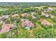 Panoramic aerial view showcasing the neighborhood's lush greenery and tranquil setting, with glimpses of nearby amenities at 9729 Lake Hugh Dr, Gotha, FL 34734