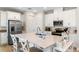 Modern kitchen with stainless steel appliances, white cabinets, and a large island with a quartz countertop at 1392 Lombardi Ct, Kissimmee, FL 34759