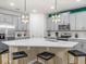 Modern kitchen featuring gray cabinets, stainless steel appliances, a large island, and stylish pendant lighting at 1999 Tropical Palms Cir, Kissimmee, FL 34747