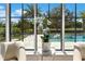 Sun-filled sitting area has backyard views with pool, with two chairs at 5157 Latrobe Dr, Windermere, FL 34786