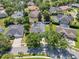 Aerial view of home showcasing backyard, screen enclosed pool, landscaping and neighborhood at 5335 Bay Side Dr, Orlando, FL 32819