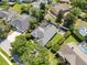 Aerial view of home showcasing backyard, patio with firepit, landscaping, and neighborhood at 5335 Bay Side Dr, Orlando, FL 32819