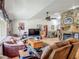 Spacious living room with vaulted ceiling, stone fireplace, and comfortable seating at 750 Sw 91St Pl, Ocala, FL 34476