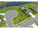 Stunning aerial view of a home with a private pool and lake access, nestled in a well-manicured community at 1313 Middle Lake Dr, Ormond Beach, FL 32174