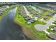 Sprawling aerial view of a residential neighborhood with homes nestled alongside a lake and well-maintained roads and landscaping at 1313 Middle Lake Dr, Ormond Beach, FL 32174