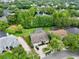 Wonderful aerial view of a home with lush landscaping, a backyard pool, and a scenic pond at 787 High Grove Park Ct, Oviedo, FL 32765