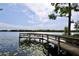 Picturesque view of dock extending into the lake, with lily pads and scenic sky at 787 High Grove Park Ct, Oviedo, FL 32765