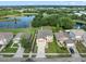 An aerial view of a well-maintained home surrounded by a pond, trees and a lush green lawn at 806 Sterling Spring Rd, Orlando, FL 32828