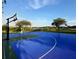 Community blue basketball court with lake views and benches for relaxing at 1754 Fritwell Ct, Ocoee, FL 34761