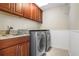 Laundry room featuring updated washer and dryer, granite counters and ample cabinet space at 1947 Broadleaf Ct, Windermere, FL 34786
