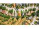 Aerial view of the homes in a neighborhood with mature trees and landscaping at 2124 Fish Eagle St, Clermont, FL 34714