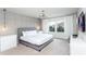 Stylish bedroom featuring a gray headboard, sleek lighting, and a modern accent wall at 2439 Dubai St, Kissimmee, FL 34747