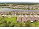 Stunning aerial view of homes in the community, showcasing a serene lake and well-manicured lawns at 2479 Pine Preserve Ct, St Cloud, FL 34771