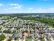 Panoramic aerial showcases a community with tree-lined streets, well-maintained homes, and scenic landscapes at 2729 Stanwood Dr, Kissimmee, FL 34743