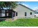 Home exterior showcases a screened lanai, well-maintained lawn, and a tidy, fenced backyard at 2729 Stanwood Dr, Kissimmee, FL 34743