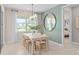 A well-lit dining room featuring a modern table setting, a large window, and stylish decor at 3373 Orange Rose Loop, Apopka, FL 32712