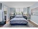 Bedroom featuring a serene ambiance with a gray color palette, and a view into the bathroom at 400 E Colonial Dr # 207, Orlando, FL 32803