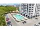Overhead pool view and parking at Park Lake Towers with a view of the community amenities at 400 E Colonial Dr # 207, Orlando, FL 32803