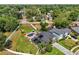 Aerial view of a home with a pool, lush lawn and attractive landscaping at 4065 Shadowind Way, Gotha, FL 34734