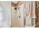 Tiled walk-in shower with dual shower heads and decorative accents at 848 Magnolia Creek Cir, Orlando, FL 32828