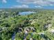 Breathtaking aerial shot of the property surrounded by lush greenery and a serene lake in the distance at 9455 Belmont Ter, Oviedo, FL 32765