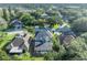 Aerial view featuring a private screened pool and spacious backyard within a mature, lush neighborhood at 9455 Belmont Ter, Oviedo, FL 32765