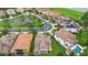 Aerial view of a community with beautiful homes, lush greenery, and a community pool at 1365 Tappie Toorie Cir, Lake Mary, FL 32746