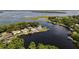Stunning aerial view of waterfront homes nestled among lush greenery with private docks on a serene lake at 1425 Riviera Dr, Kissimmee, FL 34744