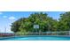 Backyard pool with clear blue water, surrounded by a safety fence and mature trees at 470 Regal Downs Cir, Winter Garden, FL 34787