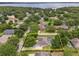 Aerial shot of property showing a large backyard, screened pool, and mature trees at 11648 Grand Bay Blvd, Clermont, FL 34711