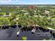 Aerial view of neighborhood and community boat dock with lake access at 11648 Grand Bay Blvd, Clermont, FL 34711