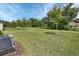Spacious backyard featuring a lush lawn, mature trees, and a serene atmosphere at 1580 Delphi Way, New Smyrna Beach, FL 32168