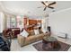 Cozy living room with open floor plan features stylish furniture and a view of the dining area and kitchen at 2746 Windsorgate Ln, Orlando, FL 32828