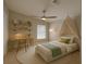 This is a small staged bedroom featuring a twin bed, modern decor, and ceiling fan at 879 Nonastone Run, Casselberry, FL 32707