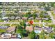 Birds eye view of neighborhood with mature trees, swimming pools, and well-maintained lawns at 1135 Plato Ave, Orlando, FL 32809