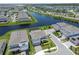 High-angle view showcasing houses nestled near a beautiful lake within a Primary-planned community at 13822 Destin Beach Ln, Orlando, FL 32827