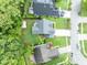 An aerial view shows a well-maintained lawn and landscaping surrounding a gray roof house at 1576 Crosswind Cir, Orlando, FL 32825