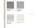 An array of interior design materials for new construction including carpet, tile, cabinets and quartz countertop at 3056 Skyline Loop, Kissimmee, FL 34758