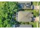 Aerial view of the property, showcasing the backyard patio and lush surrounding greenery at 33919 Terragona Dr, Sorrento, FL 32776