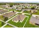 Aerial view of fenced backyard in a residential neighborhood showcasing green lawns and blue sky at 391 Begonia Ct, Kissimmee, FL 34759