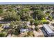 Overhead view of a property nestled among mature trees in a peaceful neighborhood setting at 465 W Lakeshore Dr, Clermont, FL 34711