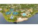 Aerial shot of community amenities with tennis courts, swimming pool, and beach volleyball at 5241 Vista Club Run, Sanford, FL 32771