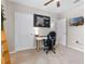 Office featuring a ceiling fan, large window, desk, and stylish decor at 5515 Palomino Pl, Apopka, FL 32712