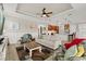 Comfortable living room with tray ceilings, wood-look tile floors, and an open floor plan at 9846 Sw 106Th Ct Ocala, F, Ocala, FL 34481