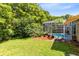 Private backyard features a screened in pool, mature landscaping, and well maintained lawn at 10743 Fairhaven Way, Orlando, FL 32825